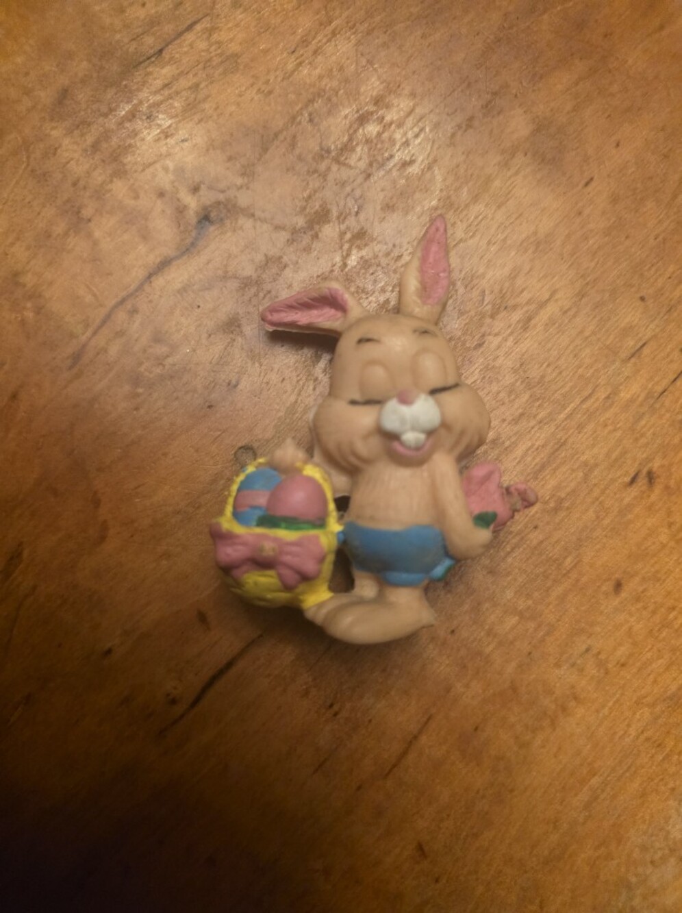 Easter Bunny With Basket 1980's W. Berrie Plastic 3" Figure